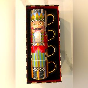 Mackenzie Childs Nutcracker Mug Tower.